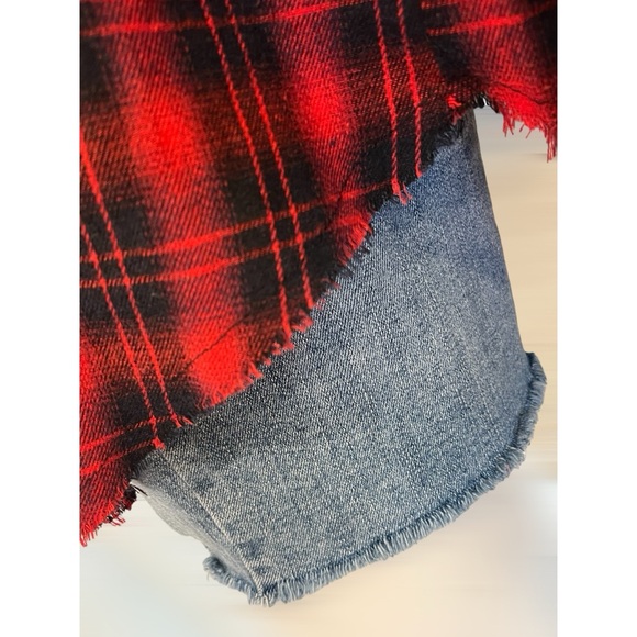 FANTASTIC FAWN Embellished red and black oversized flannel S M L - Picture 8 of 12